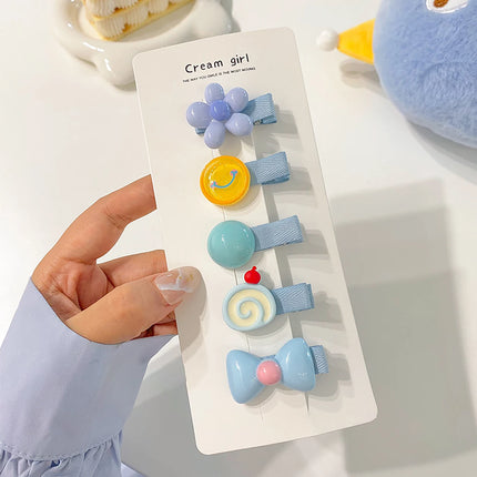 5PCS/Set Cute Cartoon Baby Girl Hair Clips Sweet Flower Bow Sided Clips Bangs Clips Kids Barrettes Hair Accessories