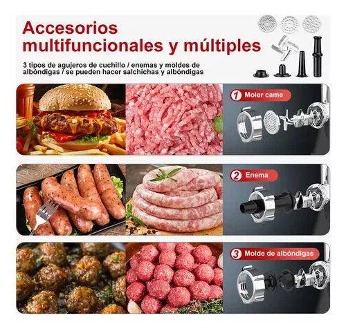 Hachoir à viande électrique en acier inoxydable 1000W, multifonctionnel pour la maison, poussoir à saucisses, hachoir à viande, robot culinaire, coupe-légumes électrique
