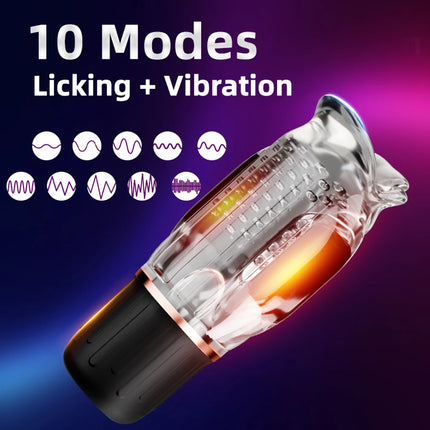 Male Masturbator Penis Trainer Male Vibrator Mouth-Wrapped Penis Vibrator Adult Toys with Heating Pocket Pussy Stroker Adult Sex