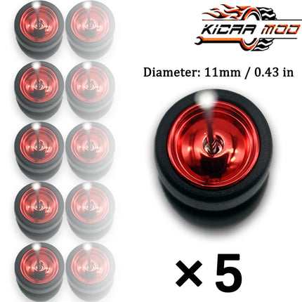1/64 Model Wheels Rubber Slick Tires ABS Wheels for Hot Wheels  Tomica Mainline Diecast Model Car Refit Parts-Dia 11mm (5 Set)