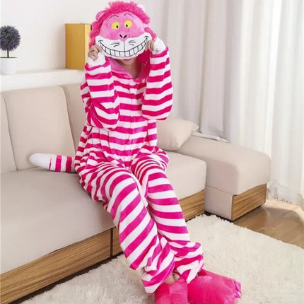 Alice In Wonderland Animation Cheshire Cat One-Piece Pajamas Parent-Child Costume Cosplay Party Costume Children Pajama