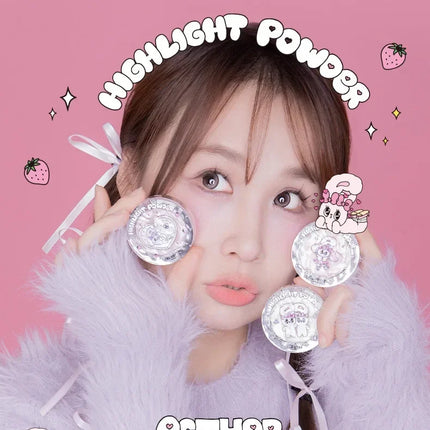 FLORTTE BUNNY Monochrome Highligh Powder Naturally Brightening Facial Blush Cream High Gloss Face Blusher Makeup Cosmetics