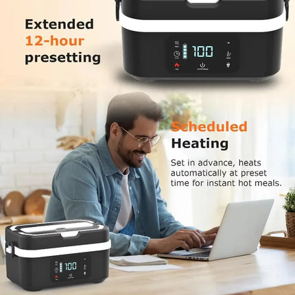 Portable Cordless Electric Lunch Boxes Automatic Self-Heating Food Warmer for Office School