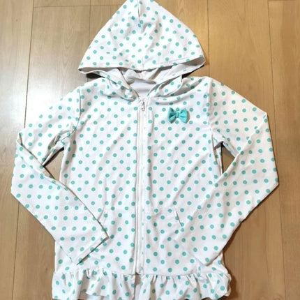 Spring/Summer hot girl sweet hem hooded sweatshirt Japanese Y2K retro hot girl Harajuku polka dot bow long sleeved sweatshirt