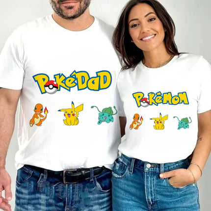 T-shirts for Men Women Anime Cartoon Pokemoned Fashion Couple Short Sleeved Shirt Male Female Summer Cotton Top Adults Clothes