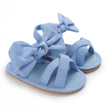 0-18 months cute baby shoes summer small fresh blue bow princess shoes sandals soft and comfortable soles slip walking shoes
