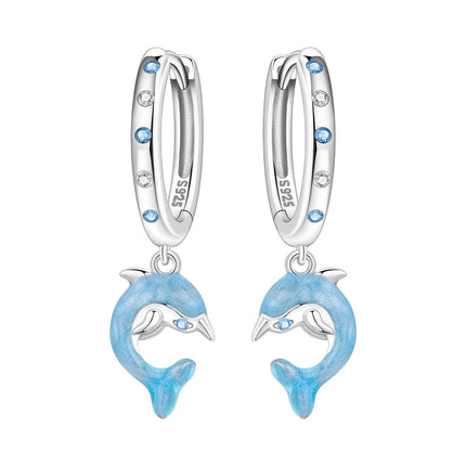 Hot Sale Original 925 Sterling Silver Zircon Pink Paw Print Earrings Heart Flower Leaf Design Women Party Jewelry Gift Ear Loops