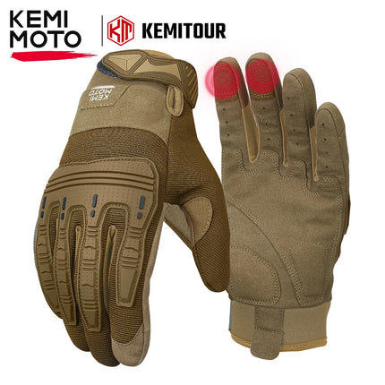 KEMIMOTO Hunting Tactical Gloves For Men Outdoor Climbing Work Gloves With Rubber Guard Touchscreen Sports Motorcycle Gloves