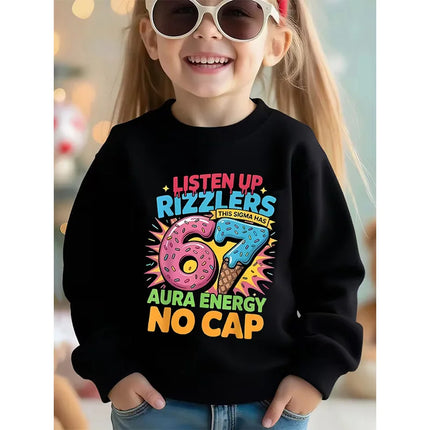 Children's Six Seven 67 Brainrot Crew Neck Hoodies Funny Sweatshirts for Boys Girls Unisex Hoody Manga Kids Streetwear Clothes