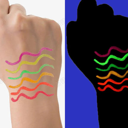 6pcs Glow in the Dark Face,Body Paint Set,Shimmer Liquid Eyeliner, Neon Fluorescent Makeup Sticks for Halloween,Music Festivals