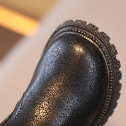 Winter Kids Boys Girls Fashion Boots British Style Zipper Velvet Warmth Non-Slip Short Boots Anti-slip Children Leather Shoes