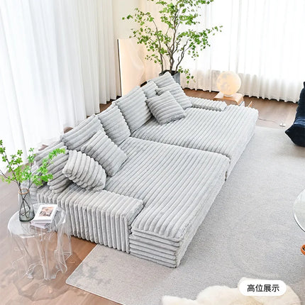 Modern Vacuum Compressed Sofa Plush Corduroy Sectional Sofa Living Room Bedroom Recliner Lazy Combination Sofa Bed Furniture