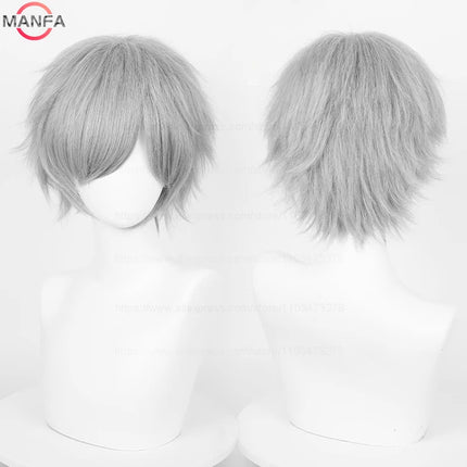 Anime 30cm Short Straight Cosplay Wig Black White Green Brown Purple Blue Gray Red Gold Man Women Heat Resistant Synthetic Hair