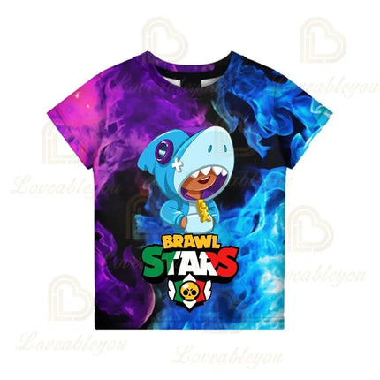 Brawling-Heros 6 To 19 Years Kids Shark T Shirts Mr.P Game 3D Boys Girls Cartoon Tops Teen Clothes