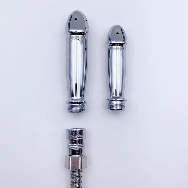Metal Dildos Anal Douche Enema Syringe Anal Plug Shower Head Anal Cleaning Kit Butt Plug Bathroom Supplies Adult Gay Sex Toys