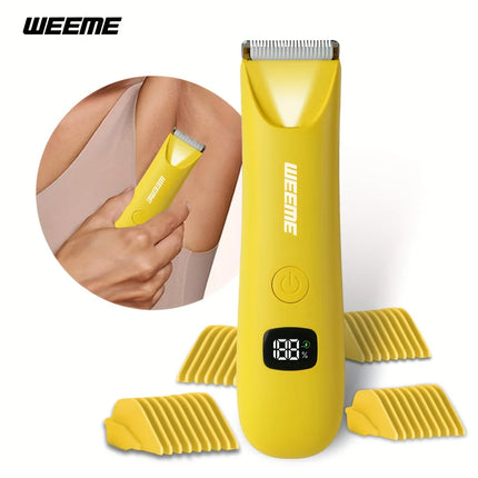 LED Bikini Body Trimmer Painless Hair Removal USB-C LCD 4 Guide Combs 90Min Skin Friendly Cordless for Women Men Gift