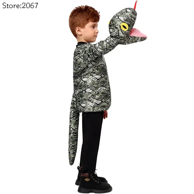 Child Boys Girls Cosplay Giant Anaconda Snakes Tops Halloween Dress Up Boys Kids Snake Puppet Costume Performance Costumes