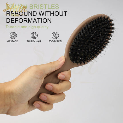 Hair Want Boar Bristle Hair Brush Matte Hair Extension Brush Nylon Paddle Cushion Detangling Smoothing Comb for Hair and Wigs