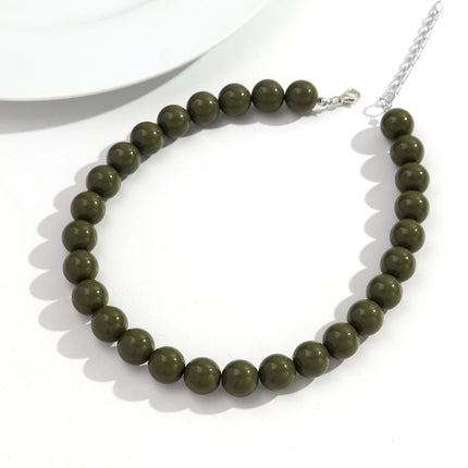 Boho Colorful Acrylic Big Ball Bead Chain Necklace Trendy Handmade Round Choker Necklaces for Women Man Statement Jewelry Gift