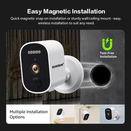 2K 3MP FHD WIFI Battery Camera built-in 2*18650 Battery Color Night Vision Magnetic Base Two Way Audio Security Camera