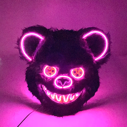 Halloween Light Up Horror Mask Glowing Bloody Bear Killer Mask Flashing Neon Scary Bear Mask for cosplay mask purim props