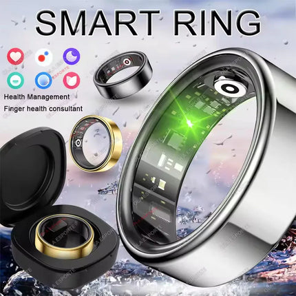 NEW R09 Smart Ring Men Women with Charging Case,Heart Rate Blood Oxygen,Skin Temperature Monitor,5ATM Waterproof For Android iOS