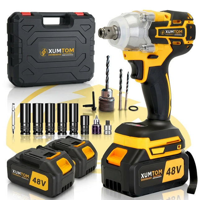 48V Professional Electric Impact Wrench 450NM Brushless 2 Batteries Brushless Bolter