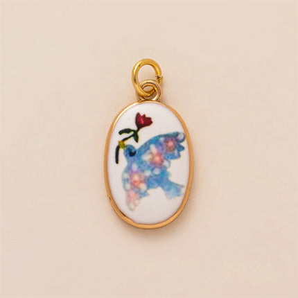 New Cartoon Series Strawberry Charm DIY Oil Drip Painting Colorful Charm Necklace