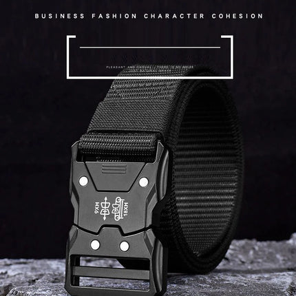 Genuine Tactical Belt Black Quick Release Outdoor Men's Belt Buckle Quick Release Elastic Belt Sport Nylon Braided Belts for Men