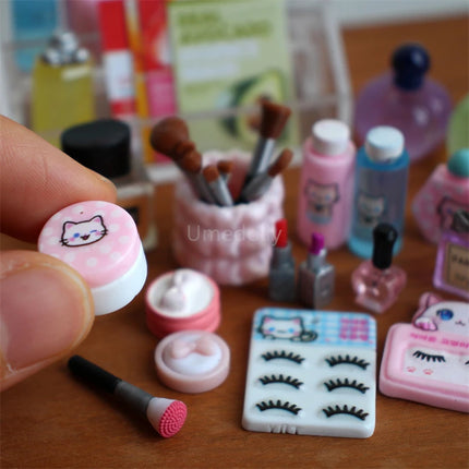 1/6 Scale Miniature Dollhouse Makeup Brush Mini False Eyelash Cosmetic Model for Doll Accessories Toy
