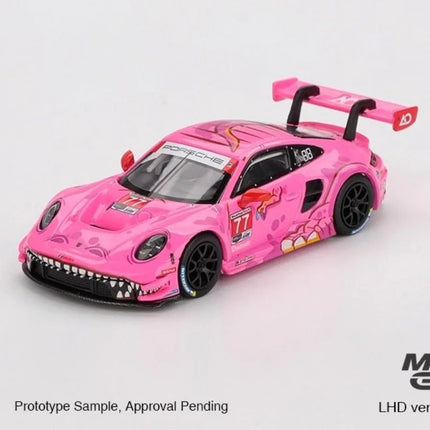 MINI GT 1:64 911 GT3 R #77 AO Racing 2024 Simulation static alloy car model, Boys' festival gift toy collection ornament.