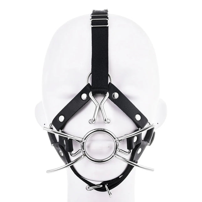 O Ring Open Mouth Spider Gag Ball, Muzzle Bondage Gear, BDSM Leather Harness Mask Blindfold, Sex Toys For Couples