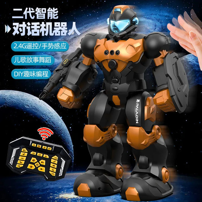 Kids Intelligent Voice Dialogue Robot 2.4G Remote Control Gesture Sensing Programmable Electric Police  Toy For Boys Girls