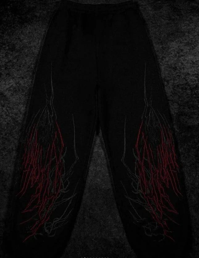 Hot Selling New Men's Street Running Pants Black Abstract Pattern Sports Pants Urban Style Casual Pants 2026 Winter Pants