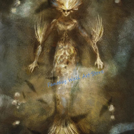 Mermaids and Mermen Myth Mysterious Deep Sea Fantasy Artwork Poster Vintage Mermaid Horro Poster Canvas Painting Wall Pictures