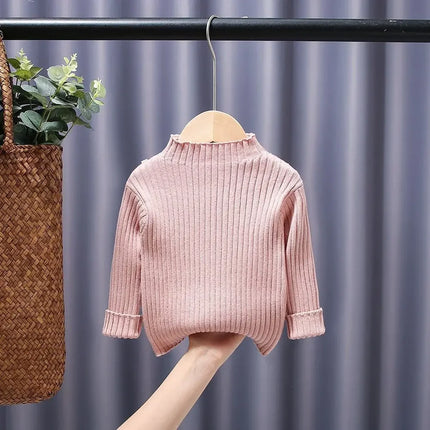 High Neck Baby Sweaters Autumn Winter Kids Boys Girls Long Sleeve Pure Color Knit Sweater Baby Kids Boys Girls Pullover Sweaters