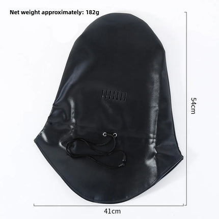 PU Leather Bondage Mask Full Head Hood Blindfold BDSM Fetish Roleplay Slave Harness Sexy Adult Sex Toys for Women Men Couples