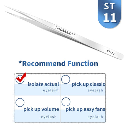 NAGARAKU Eyelash Extension Tweezers Makeup Tools Stainless Steel Non-magnetic Pincet False Eyelash Tweezers 3D accurate tweezers