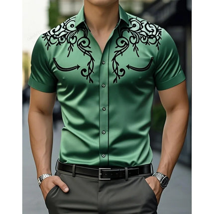 2026 New Men's Summer Western Cowboy Westernstyle Short-Sleeve Shirt Retro 3D Print Men Casual Lapel Blouse top Vacation Shirts