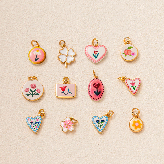 Small Cute Simple Versatile Flower Series Love Flower Clover Small Yellow Flower DIY Pendant charms for jewelry