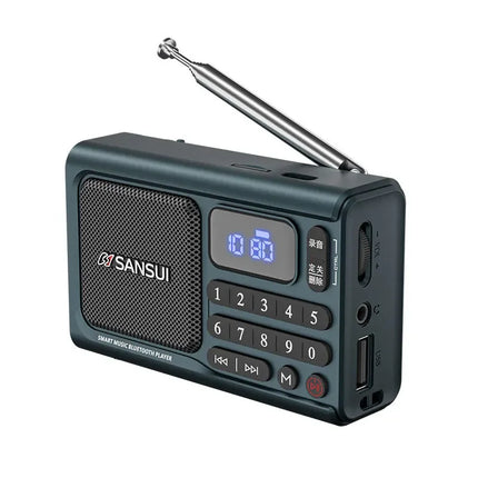 SANSUI F77 Wireless Bluetooth Speaker Gift for Elderly Portable FM Radio with TF Playback Voice Recorder Digital Music Play TF