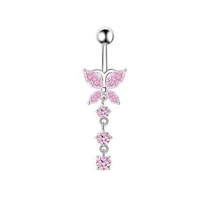 1PCS Stainless Steel CZ Belly Button Piercing Heart Navel Barbell Jewelry Butterfly Belly Button Ring Sexy Navel Ring For Women