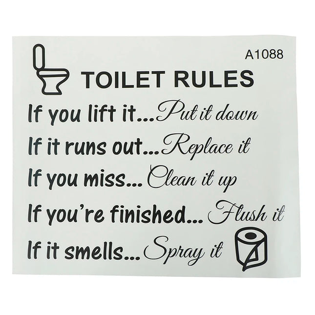 Toilet Rules Bathroom Removable Wall Sticker Vinyl Art Decals DIY Home Deco