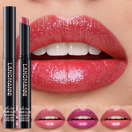10 Color Glitter Pearlescent Lipstick Waterproof Lasting Diamond Lipstick Shiny Lip Gloss Non-stick Cup Red Sexy Lip Tint Makeup