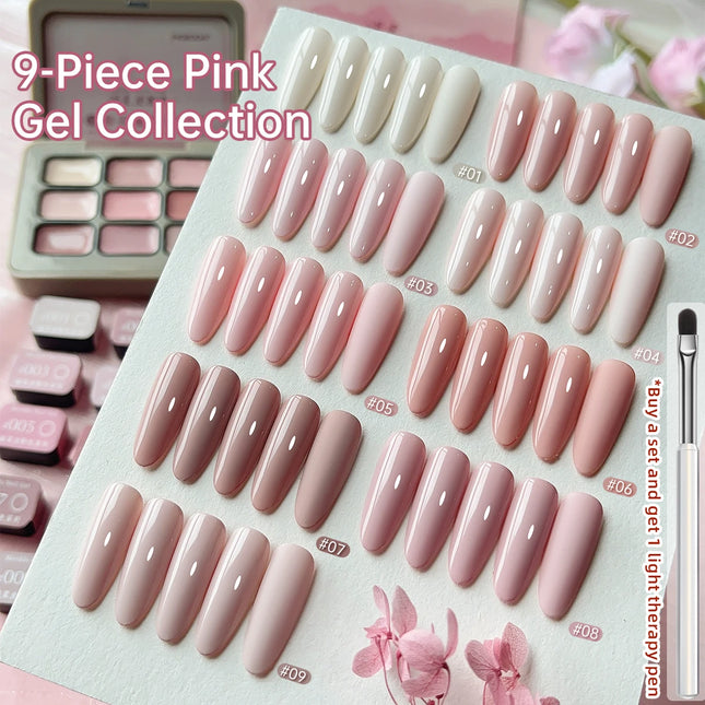 9 Colors Pink Patting Glue Smudge Canned High Saturation Popular Semi-Solid Nail Polish Glue Nail Salon