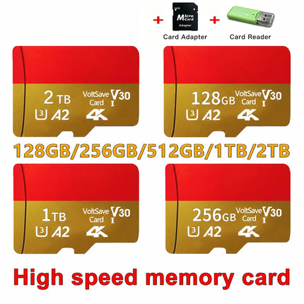 Micro TF&SD Card 128GB High-speed SD Card 256GB Memory Flash Card Class 10 V30 Up to 100MB/s for PC/Phone/Camera