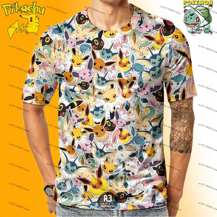 New Men's Pokemon Print T-Shirts Short Sleeve Unisex Y2k T-shirt Summer Streetwear Harajuku Style Oversize Couple Outfit 110-6XL