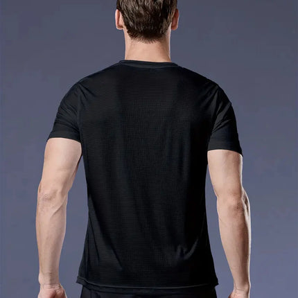 Crew T-Shirt10Pcs Black Ultralight Men Quick Dry Breathable Sweat Shirt for Fitness Gym Running Light Plaid Quick Dry Short Slee