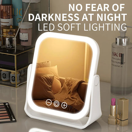 LED Makeup Mirror, Portable Flip Lighted Vanity Mirror with Touch Dimming, 3X Magnifier and Rechargeable Design for Desk