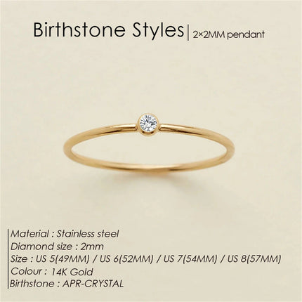 eManco Stainless Steel Birthstone Ring  Gold Color Simple Fashion Style For Women Festival Party Gift